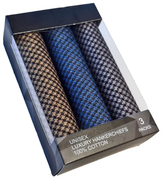 sand/blå/grå houndstooth-mönster