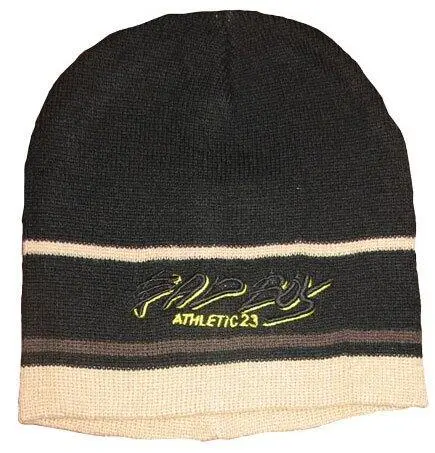 Stickad mössa - svart med ränder (sand)