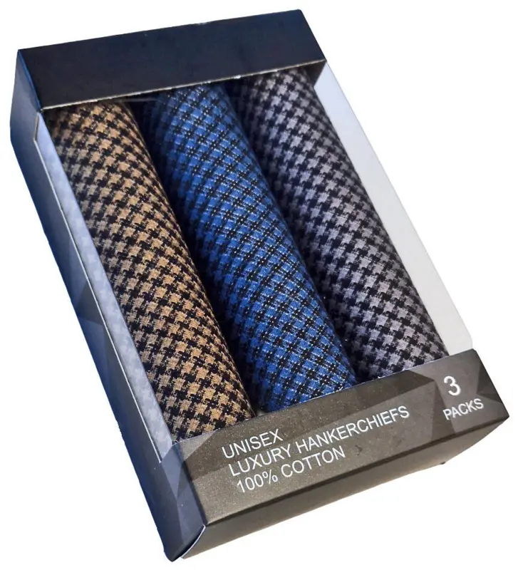 sand/blå/grå houndstooth-mönster