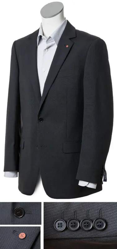 Svart Kaiser-kostym med smala vita ränder