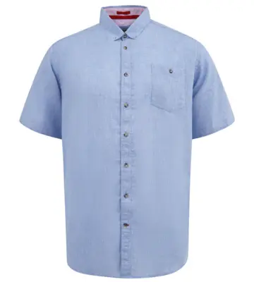 Ljusblå rutig bomull/linne skjorta (TALL)