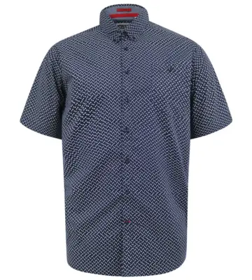 Mörkblå skjorta med diskret mönster (TALL)