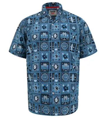 Kortärmad blå skjorta med mönster