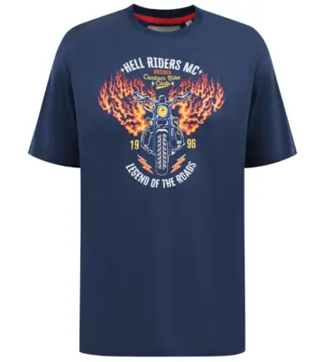 T-shirt med “Hell Riders MC”-print och flammande motorcykel