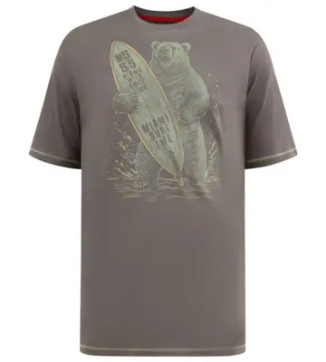 T-shirt med björn och surftryck