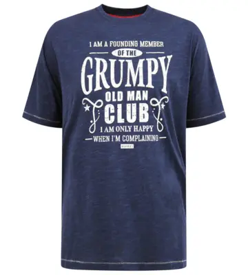 Blåmelerad T-shirt med “Grumpy Old Man Club”-tryck