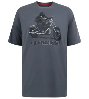 Grå T-shirt med “Chromekong” gorilla på motorcykel
