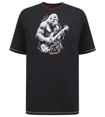 Svart T-shirt med “Gorilla Rock”-tryck