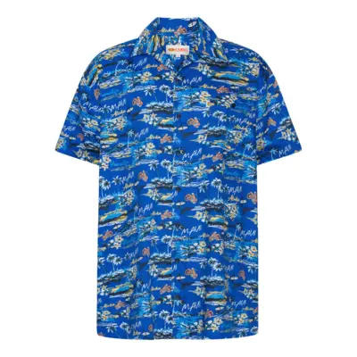 Blå skjorta med Hawaii-print