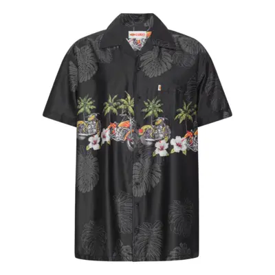 Svart skjorta med palm- och motorcykeltryck