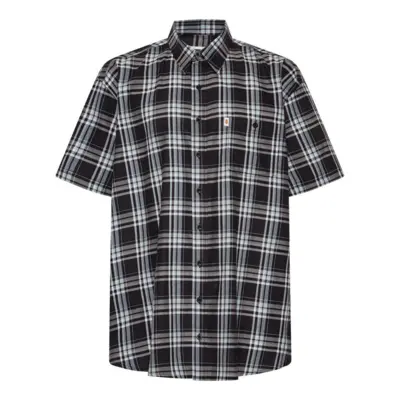 Kortärmad skjorta med svarta, vita och grå rutor